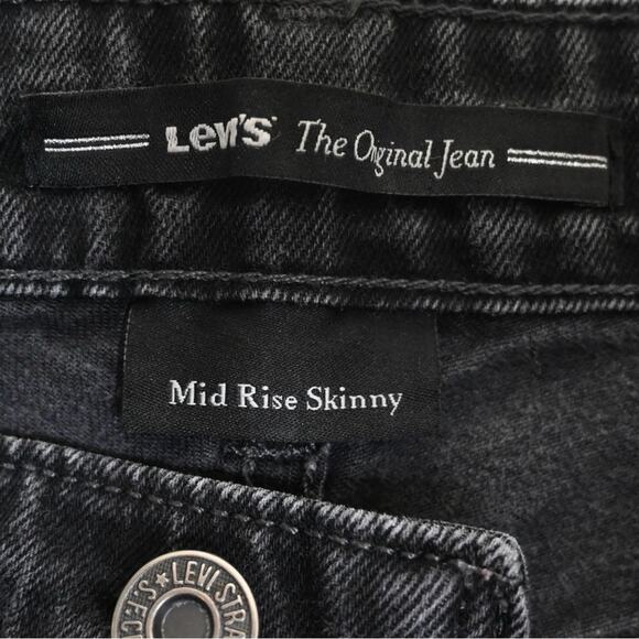 Levi's Womens 4 Medium Mid Rise Skinny Jean in Faded Black - Picture 9 of 11